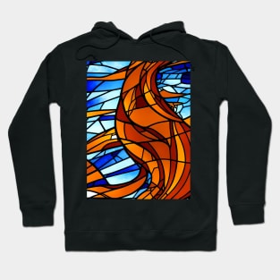 Stained Glass Design Pattern, Blue and Orange color scheme Hoodie